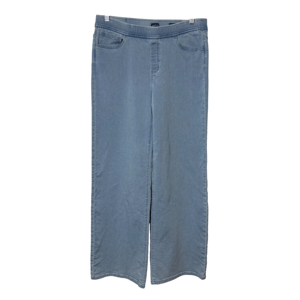 Pure Jill Denim Light Wash Wide Leg Jeans Size S Pull On High Rise Boho